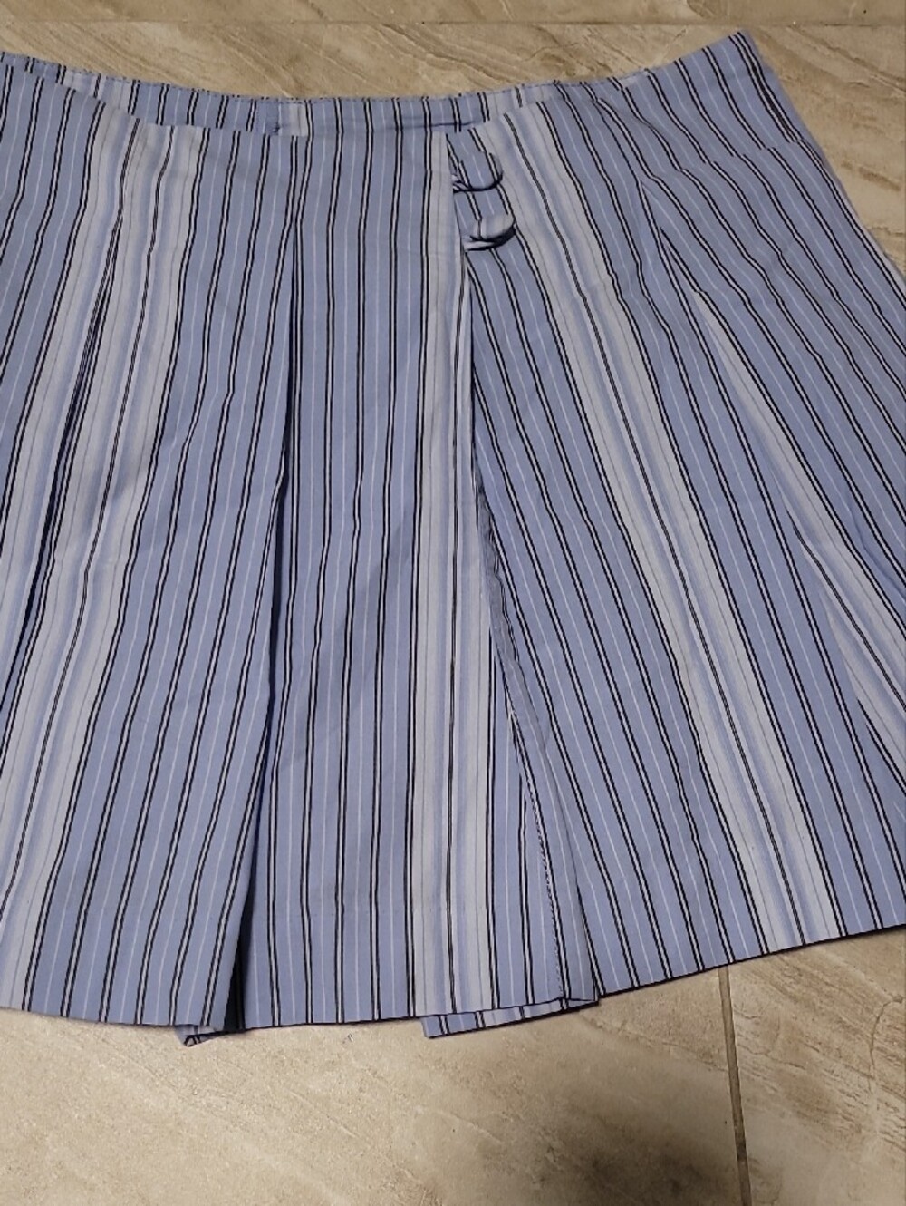 Maeve Anthropologie Blue and White Striped Skater Skirt - Picture 3 of 8